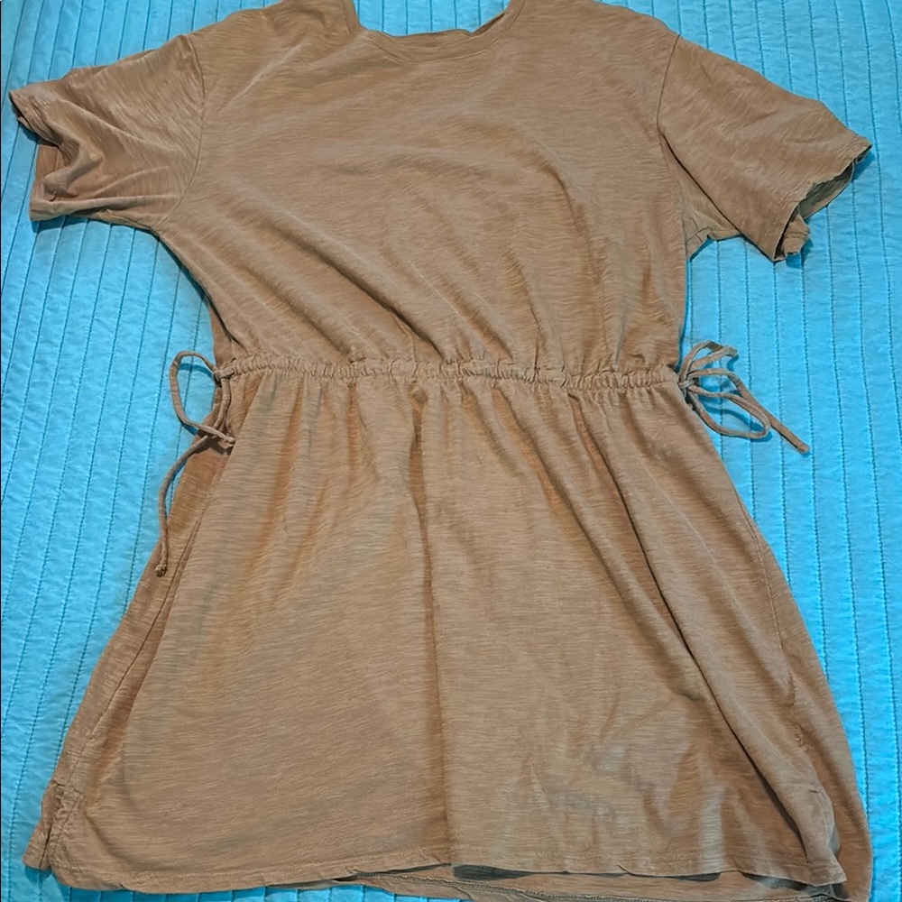 Old Navy Tan Short Sleeve T-Shirt Dress